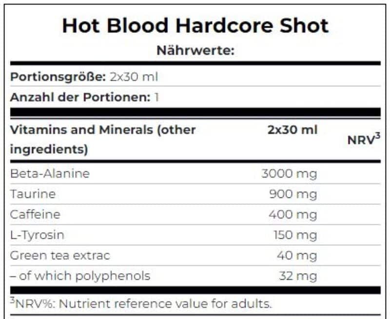 HOT BLOOD HARDCORE SHOT - Scitec Nutrition (60ml)